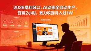 2026暴利风口:AI动画全自动生产,日耕2小时,暴力收割月入过1W-中创网_分享创业项目_助您在家赚钱
