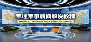 军迷军事新闻解说教程:0基础起号,热点选题+文案剪辑+消重变现全流程教学-中创网_分享创业项目_助您在家赚钱