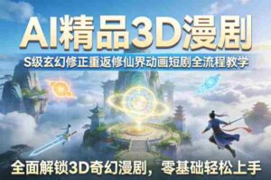 AI精品3D漫剧S级玄幻修正重返修仙界动画短剧全流程教学,全面解锁3D奇幻漫剧,零基础轻松上手-中创网_分享创业项目_助您在家赚钱