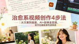治愈系视频创作4步法|从文案到画面,AI+剪映全实操,新手也能精准传递情感-中创网_分享创业项目_助您在家赚钱