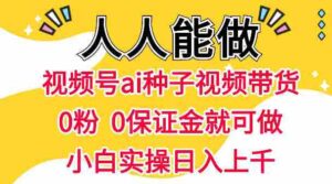 视频号AI种子带货，0粉0保证金就可做，人人能做，实操日入1k+-中创网_分享创业项目_助您在家赚钱