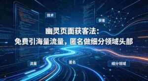 用懂技术!幽灵页面获客法:免费引海量流量,匿名做细分领域头部-中创网_分享创业项目_助您在家赚钱