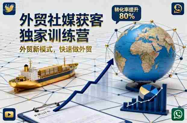 外贸社媒获客独家训练营，外贸新模式，快速做外贸（更新26年3月）-中创网_分享创业项目_助您在家赚钱