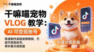 （17888期）干嘛喵宠物 VLOG 教学：AI 快速制作高级宠物视频，打造可变现账号，拿抖音分成收益-中创网_分享创业项目_助您在家赚钱