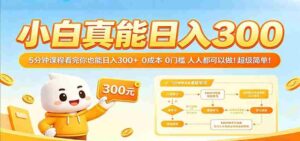 小白真能日入300！5分钟课程看完你也能日入300+ 0成本0门槛人人都可以做！-中创网_分享创业项目_助您在家赚钱