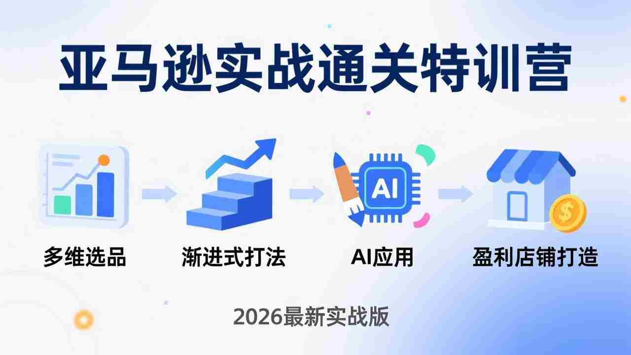 （17858期）亚马逊实战通关特训营：26年4月更新，多维选品+渐进式打法+AI应用，从0到1打造盈利店铺-中创网_分享创业项目_助您在家赚钱