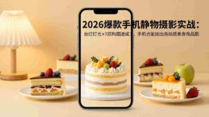 (17960期)2026爆款手机静物摄影实战:台灯打光+7招构图速成,手机也能拍出商拍感美食商品图-中创网_分享创业项目_助您在家赚钱