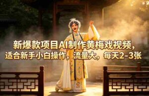 新爆款项目AI制作黄梅戏视频,适合新手小白操作,流量大,每天2-3张-中创网_分享创业项目_助您在家赚钱