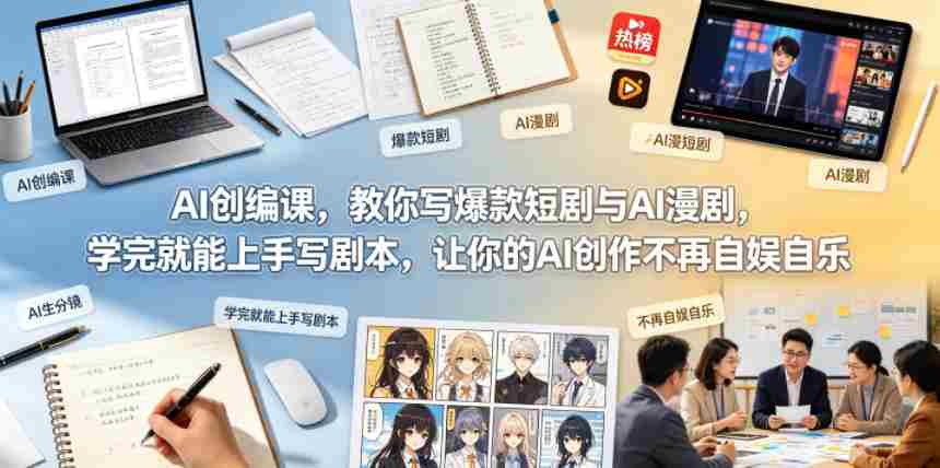 AI创编课,教你写爆款短剧与AI漫剧,学完就能上手写剧本,让你的AI创作不再自娱自乐