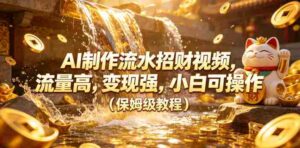 AI制作流水招财视频，流量高，变现强，小白可操作（保姆级教程）-中创网_分享创业项目_助您在家赚钱