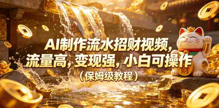 AI制作流水招财视频,流量高,变现强,小白可操作(保姆级教程)