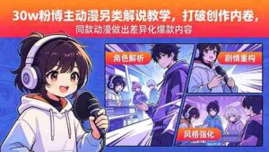 (18496期)30w粉博主动漫另类解说教学,打破创作内卷,同款动漫做出差异化爆款内容-中创网_分享创业项目_助您在家赚钱