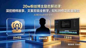 (18648期)20w粉丝博主励志解说课:深挖榜样故事,文案剪辑全教学,轻松创作正能量爆款-中创网_分享创业项目_助您在家赚钱