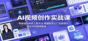 AI视频创作实战课:零基础玩转多工具平台,精通数字人广告、剧情片,轻松开启接单副业-中创网_分享创业项目_助您在家赚钱