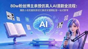 (18581期)80w粉丝博主亲授仿真人AI漫剧全流程:爆款小说挖掘到原创文案改写建模配音一站式教学-中创网_分享创业项目_助您在家赚钱