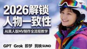 （18353期）2026独创解锁人物一致性：AI真人版MV制作，不讲空话，不拼概念，全流程实操-中创网_分享创业项目_助您在家赚钱
