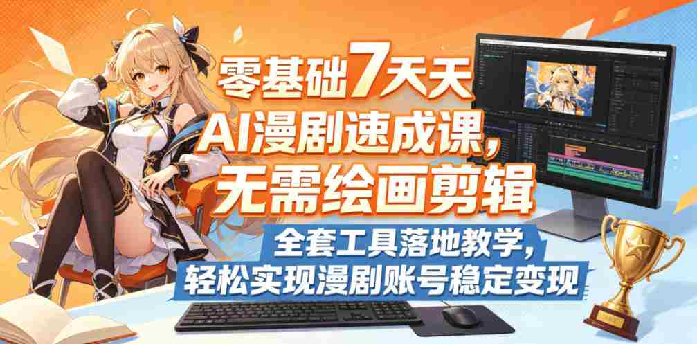 零基础7天AI漫剧速成课,无需绘画剪辑,全套工具落地教学,轻松实现漫剧账号稳定变现