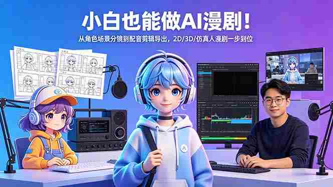（18343期）小白也能做AI漫剧！从角色场景分镜到配音剪辑导出，2D/3D/仿真人漫剧一步到位-中创网_分享创业项目_助您在家赚钱