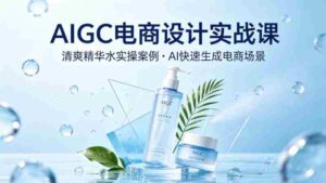 AIGC电商设计实战课,以清爽精华水为实操案例,教你用AI快速生成电商场景-中创网_分享创业项目_助您在家赚钱