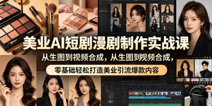 美业AI短剧漫剧制作实战课，从生图到视频合成，零基础轻松打造美业引流爆款内容-中创网_分享创业项目_助您在家赚钱