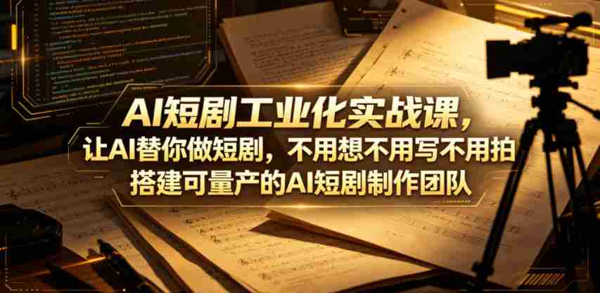 AI短剧工业化实战课,让AI替你做短剧,不用想不用写不用拍,搭建可量产的AI短剧制作团队