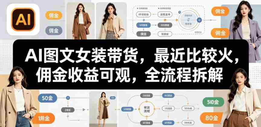 AI图文女装带货,最近比较火,佣金收益可观,全流程拆解