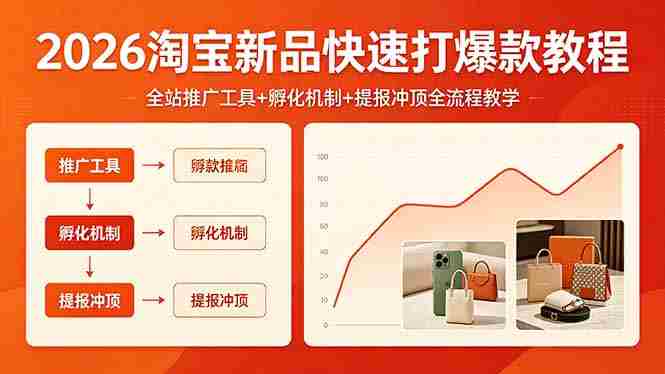 （18422期） 2026淘宝新品快速打爆款教程，全站推广工具+孵化机制+提报冲顶全流程教学-中创网_分享创业项目_助您在家赚钱