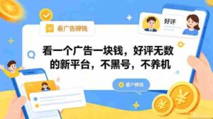 看一个广告一块钱,好评无数的新平台,不黑号,不养机,一部手机一天撸几十,可矩阵【揭秘】-中创网_分享创业项目_助您在家赚钱