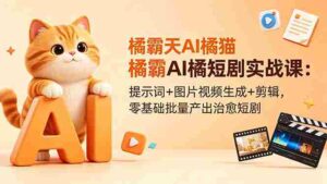 (18542期)橘霸天AI橘猫短剧实战课:提示词+图片视频生成+剪辑,零基础批量产出治愈短剧-中创网_分享创业项目_助您在家赚钱