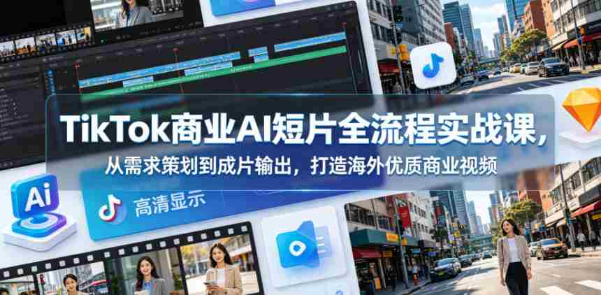 TikTok商业AI短片全流程实战课,从需求策划到成片输出,打造海外优质商业视频