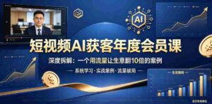 短视频AI获客年度会员课,深度拆解,一个用流量让生意翻10倍的案例-中创网_分享创业项目_助您在家赚钱