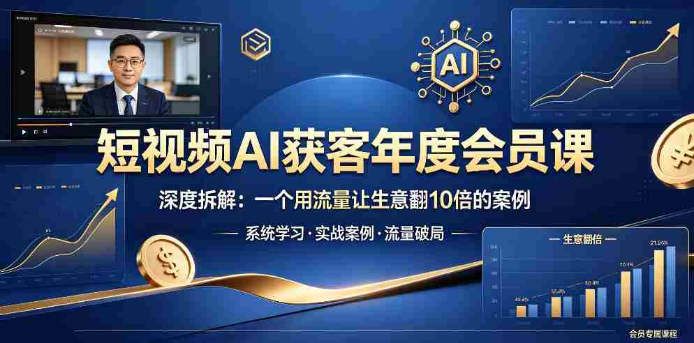 短视频AI获客年度会员课,深度拆解,一个用流量让生意翻10倍的案例