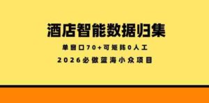 酒店智能数据归集,小众蓝海已经稳定半年之久,单窗口70+零成本矩阵开干【揭秘】-中创网_分享创业项目_助您在家赚钱
