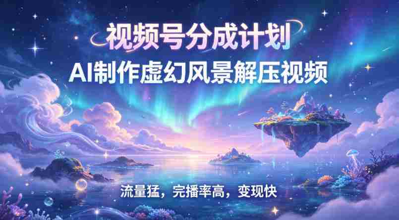 视频号分成计划【AI制作虚幻风景解压视频】流量猛，完播率高，变现快-中创网_分享创业项目_助您在家赚钱