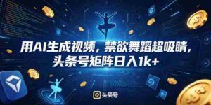 用AI生成视频,禁欲舞蹈超吸睛,头条号矩阵日入1k+-中创网_分享创业项目_助您在家赚钱