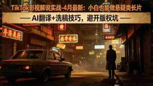 （18277期）TikTok影视解说实战-4月最新：小白也能做悬疑类长片，AI翻译+洗稿技巧，避开版权坑-中创网_分享创业项目_助您在家赚钱