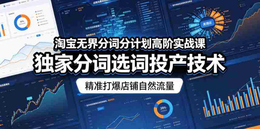 淘宝无界分词分计划高阶实战课,独家分词选词投产技术,精准打爆店铺自然流量