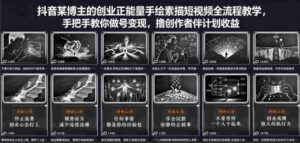 抖音某博主的创业正能量手绘素描短视频全流程教学,手把手教你做号变现,撸创作者伙伴计划收益-中创网_分享创业项目_助您在家赚钱