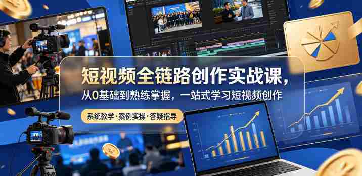 短视频全链路创作实战课，从0基础到熟练掌握，一站式学习短视频创作-中创网_分享创业项目_助您在家赚钱