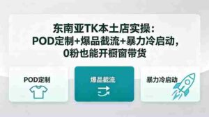 (18488期)东南亚TK本土店实操-5月更新:POD定制+爆品截流+暴力冷启动,0粉也能开橱窗带货-中创网_分享创业项目_助您在家赚钱