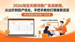 (18423期)2026淘宝关键词推广实战教程,,从出价到投产优化,手把手教你打爆搜索流量-中创网_分享创业项目_助您在家赚钱