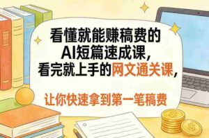 看懂就能賺稿费的AI短篇速成课,看完就上手的网文通关课,让你快速拿到第一笔稿费(更新5月)-中创网_分享创业项目_助您在家赚钱