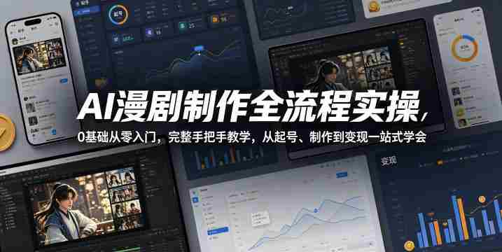 AI漫剧制作全流程实操,0基础从零入门,完整手把手教学,从起号、制作到变现一站式学会