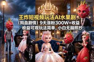 王炸短视频玩法AI水果剧(狗血剧情)9天涨粉300W+收益可观玩法简单,小白无脑照抄,详细拆解玩法-中创网_分享创业项目_助您在家赚钱