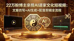 (18580期)22万粉博主亲授AI道家文化短视频:文案仿写+AI生成+配音剪辑全流程-中创网_分享创业项目_助您在家赚钱