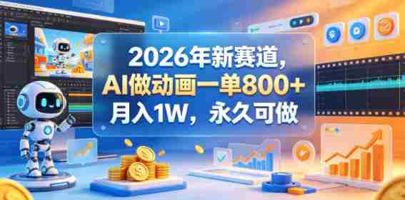 2026年新赛道,AI做动画一单800+,月入1W,永久可做