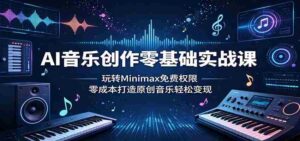 AI音乐创作零基础实战课:玩转Minimax免费权限,零成本打造原创音乐轻松变现-中创网_分享创业项目_助您在家赚钱