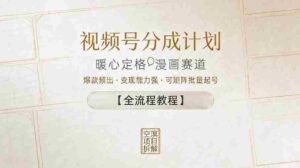视频号分成计划，暖心定格漫画赛道，爆款频出，变现能力强，可矩阵批量起号【全流程教程】-中创网_分享创业项目_助您在家赚钱