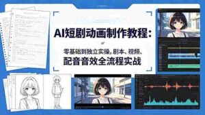 (18351期)AI短剧动画制作教程:零基础到独立实操,剧本、视频、配音音效全流程实战-中创网_分享创业项目_助您在家赚钱