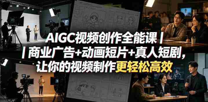 AIGC视频创作全能课|商业广告+动画短片+真人短剧,让你的视频制作更轻松高效